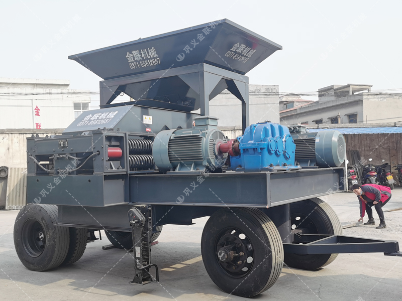 2PG1200x800大型移動(dòng)式對輥破碎機(jī)發(fā)貨 破碎石灰石